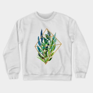 Watercolor Floral  elemets in Gold Frame Crewneck Sweatshirt